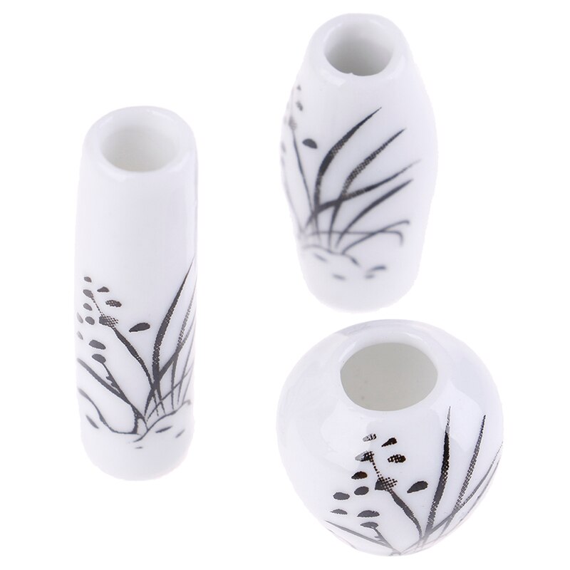 3Pcs/lot 1:12 Doll House Miniatures Ceramic Flower Vase Doll House Home Ornament Vase Different Style