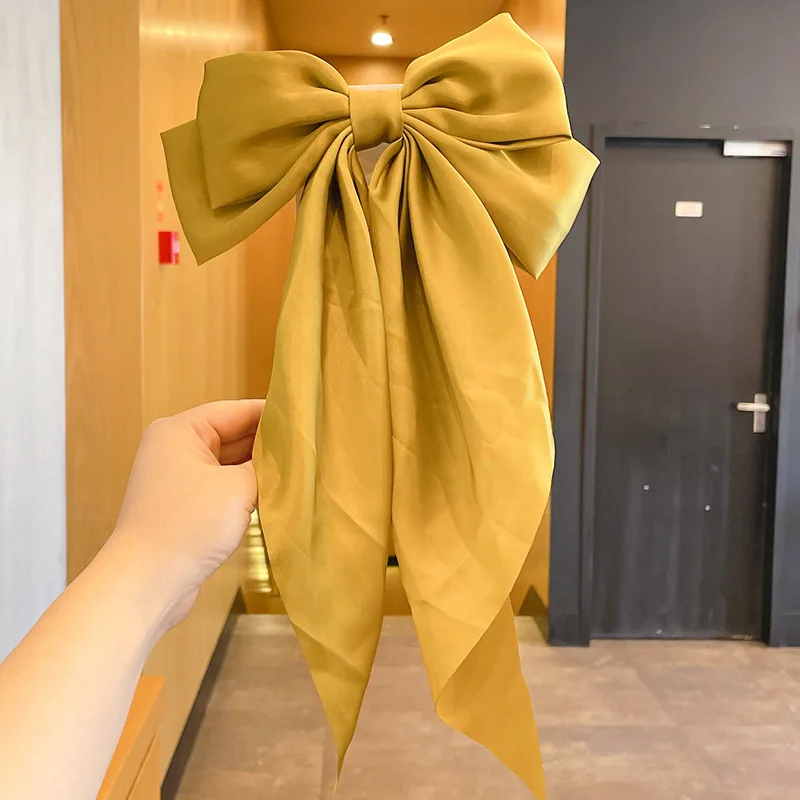 Pinza para el pelo con lazo , pasador para el pelo de satén liso Simple a la , diadema Retro con Clips, accesorios para el cabello para niñas: Rosa