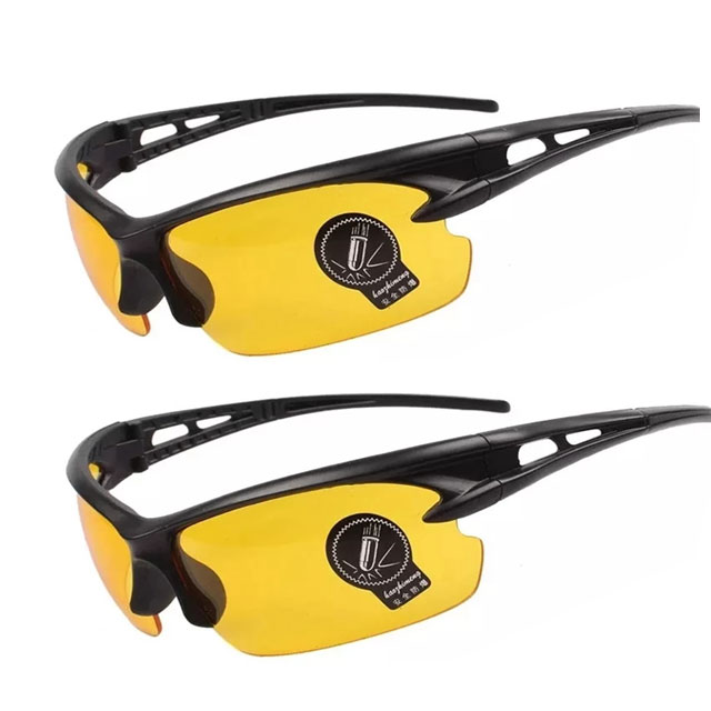 Gafas de visión nocturna para hombre y mujer, lentes de ciclismo al aire libre, montura negra, gafas de noche para Conductor, gafas de , color amarillo: GINGER