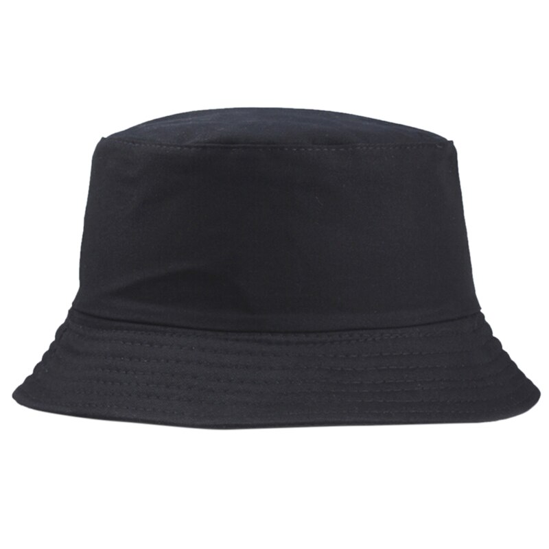 1 pièces couleur bonbon seau chapeaux femmes hommes noir blanc Panama seau chapeau homme femme Hip Hop crème solaire pêche pêcheur chapeau: black