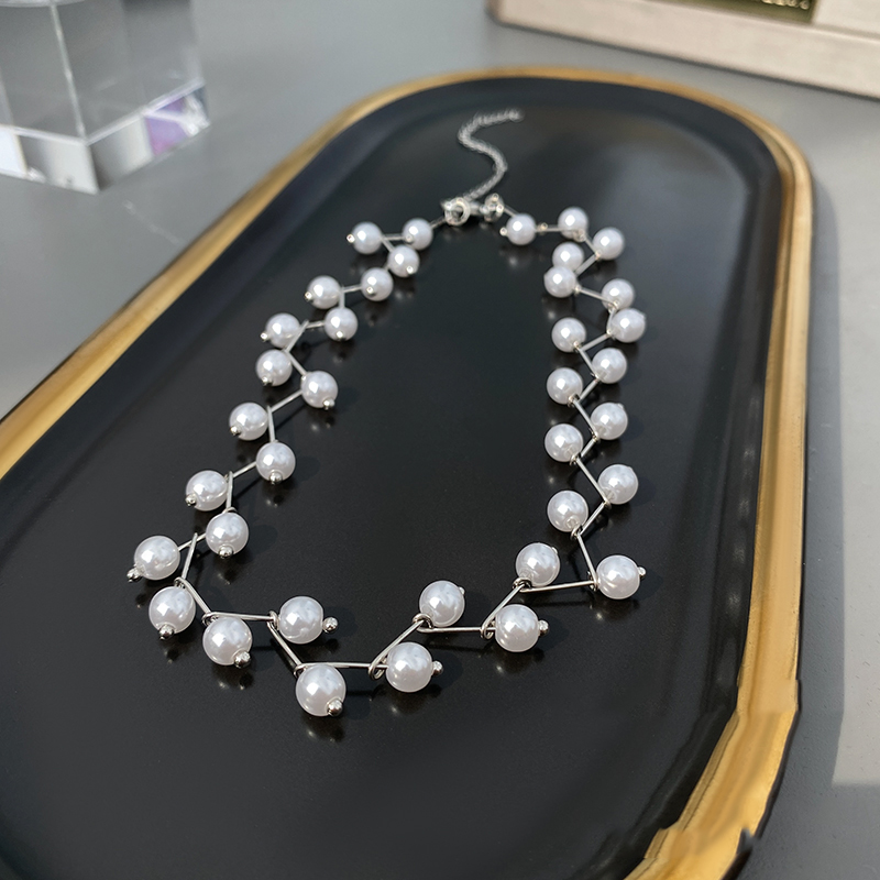 Creatieve Parel Tak Vorm Gold Choker Ketting Koreaanse Mode-sieraden Goth Meisje Ongebruikelijke Sleutelbeen Ketting Voor Vrouw: Silver Plated