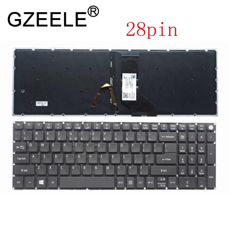 Clavier anglais rétro-éclairé 28 broches, pour Acer Aspire 5 A515-51 A515-41 A515-51G A517 A517-51-5832 A517-51G A517-51G-52LB