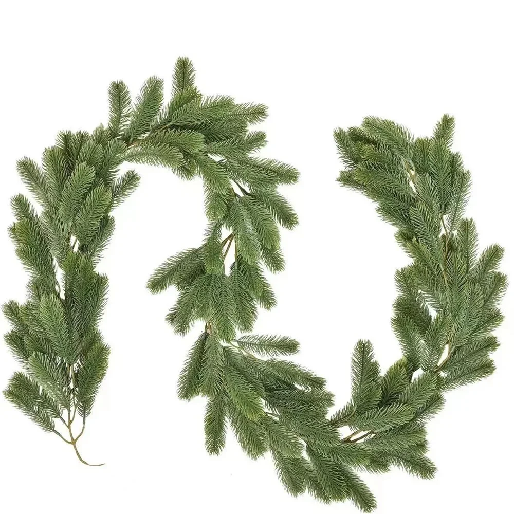 Kerstdecoratie: dennennaalden, cipressenbladeren, dennenboombladeren, nep-deurhanger, nep-rotanwanddecoratie: Default Title