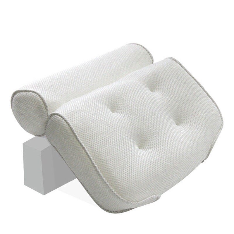 White Waterproof Foam Bathtub Pillow Cushion Relux Bath Spa Head Neck Rest Tool