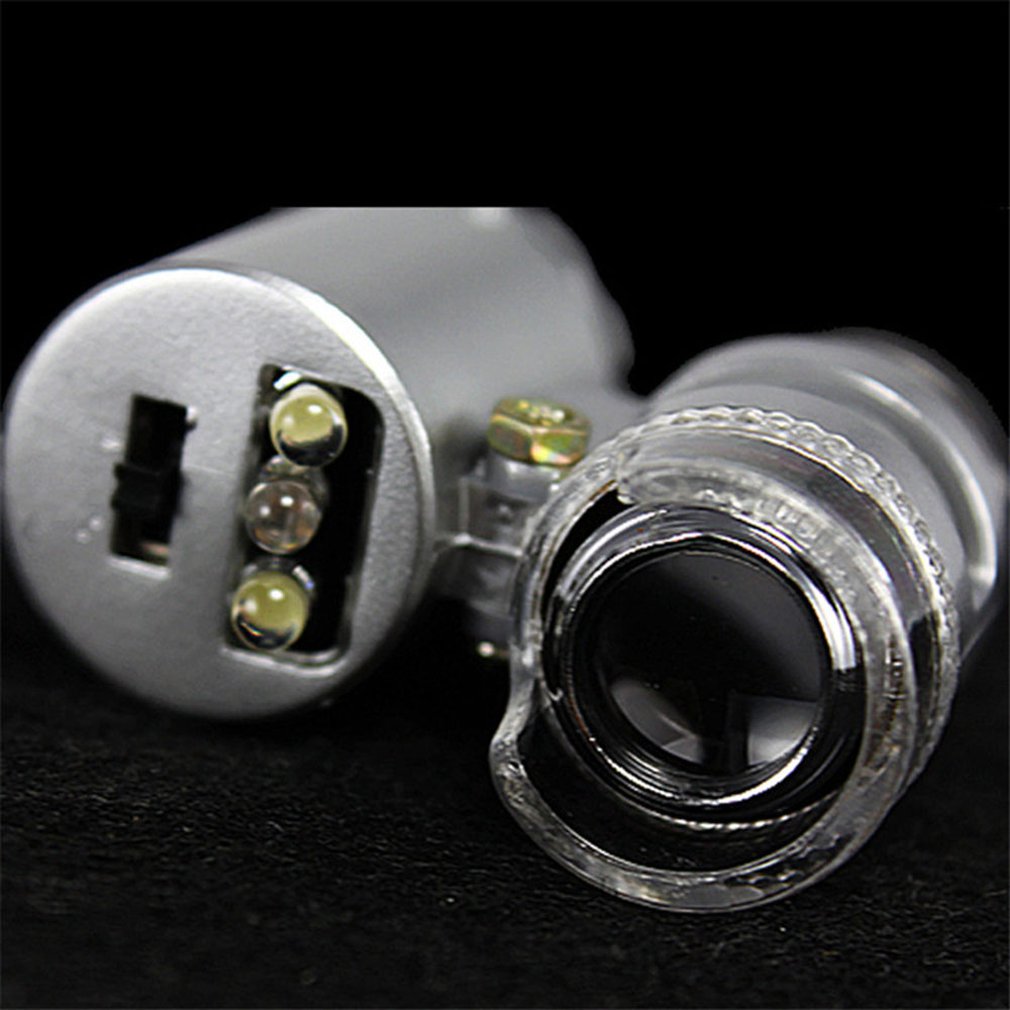 Holdbart mini 60x lommemikroskop smykker forstørrelsesglas lup glas ledet uv lys mærke