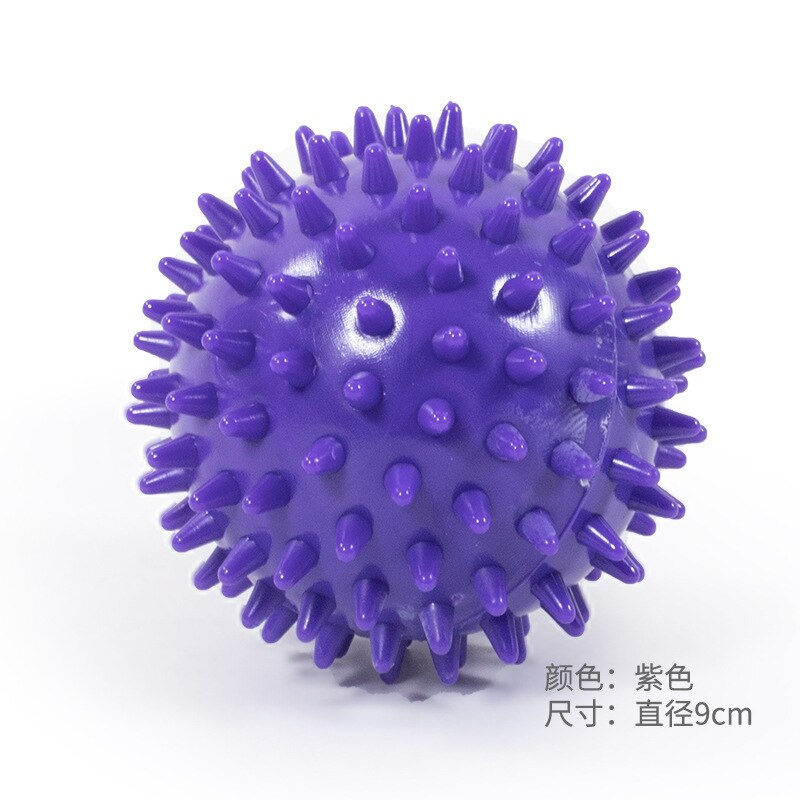 Pelota de masaje PVC de ejercicios suelas de mano PVC erizo sensorial agarre entrenamiento mano alivio de dolor en el pie bolas de 9cm: Púrpura