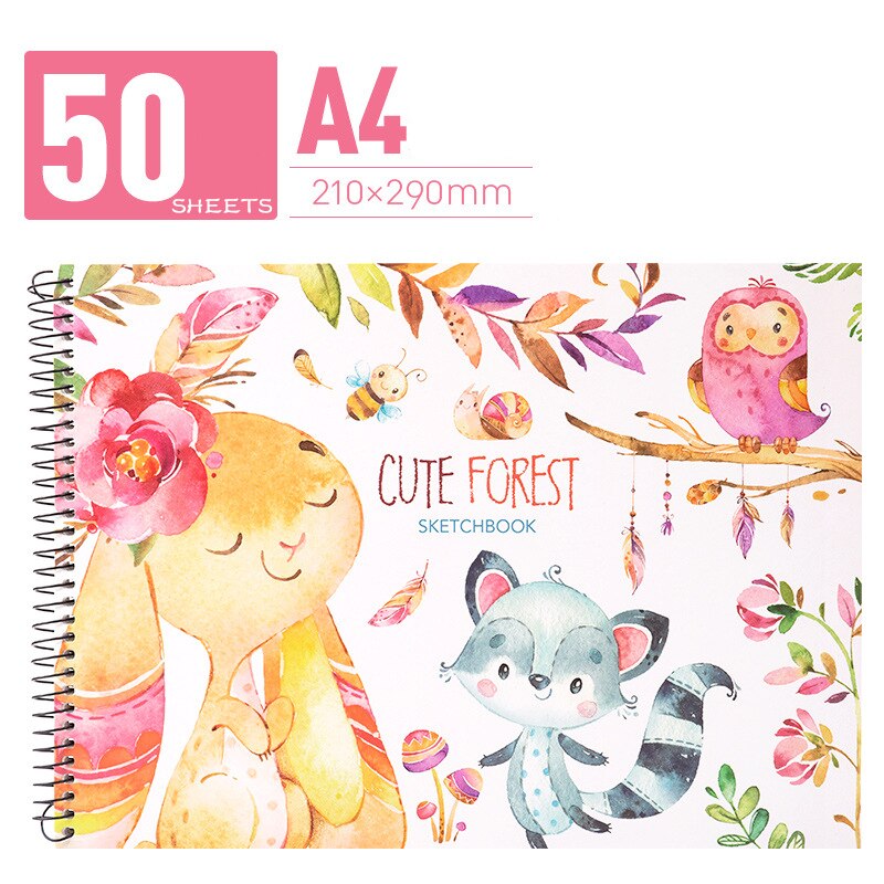 Yisuremia Kawaii 50 Sheets A4 Coil SketchBook Art Drawing Painting Template Graffiti Sketch Books School Office Art Supplies: Rabbit