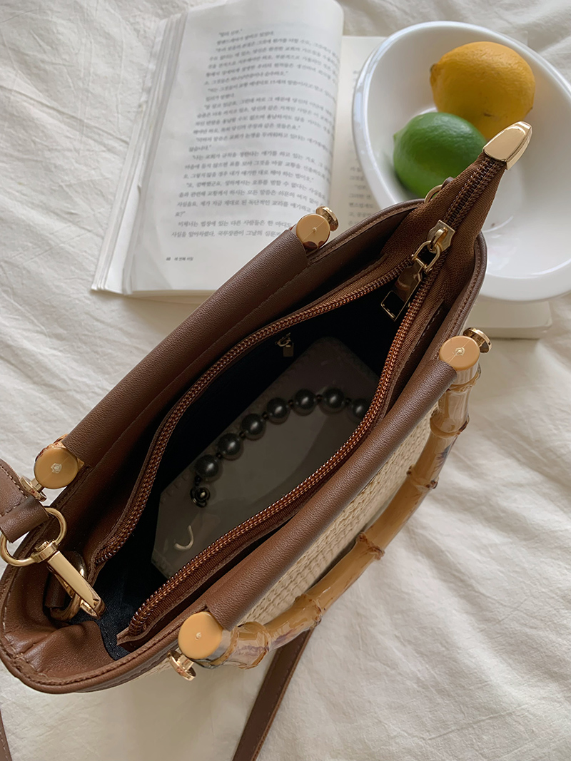 Eenvoudige Handtassen Voor Handtassen Voor Dames Op Reis Mode Met Houten Handvat Dames Schoudertassen Zomerstro Vrouwelijke Emmer Crossbody Tassen