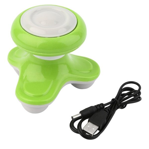 Mini Electric Handled Wave Vibrating Massager USB Battery Full Body Head Neck Back Massage Ultra-compact Lightweight Portable: green