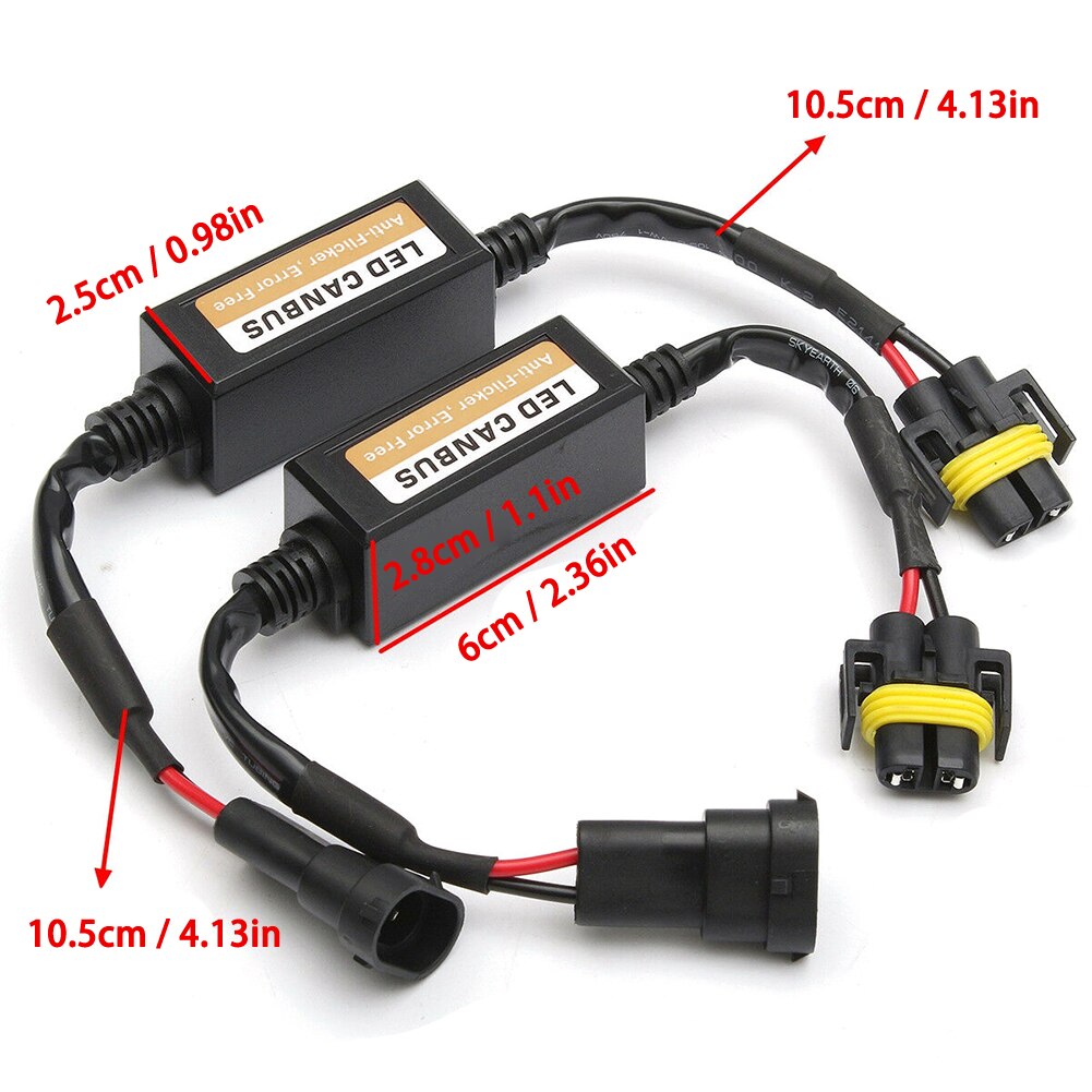 2 stk  h8/h9/h11 led forlygte dekoder adapter canbus anti-flimmer sele pærer modstand dekoder advarselsfejl annullere