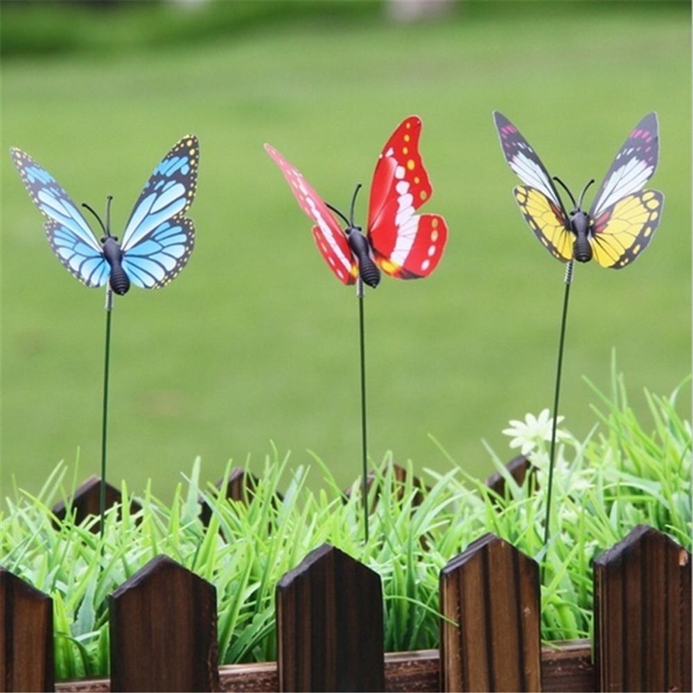 Piquets en forme de papillon, pot de fleurs coloré, décoration pour extérieur, jardin, jardinière, 24 pièces/bouquet