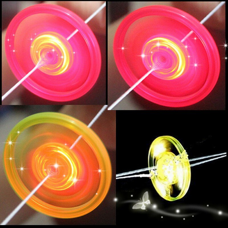 10PCS Led Rope Pull Flying toy Light Funny Kids Party Supplies LED Glowing Hand Pull Whistle Flywheel