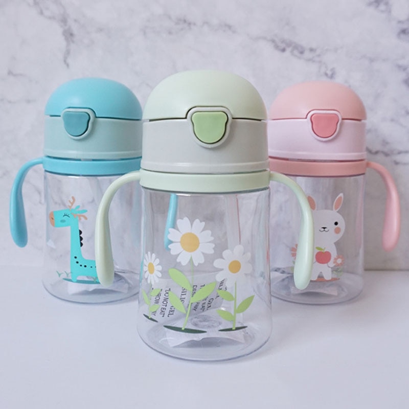 300ml schattige giraffen babybekers voor kinderen, kinderen leren eten, drinken, water, rietje, fles, mamadeira, tuitbeker, training, 3 kleuren