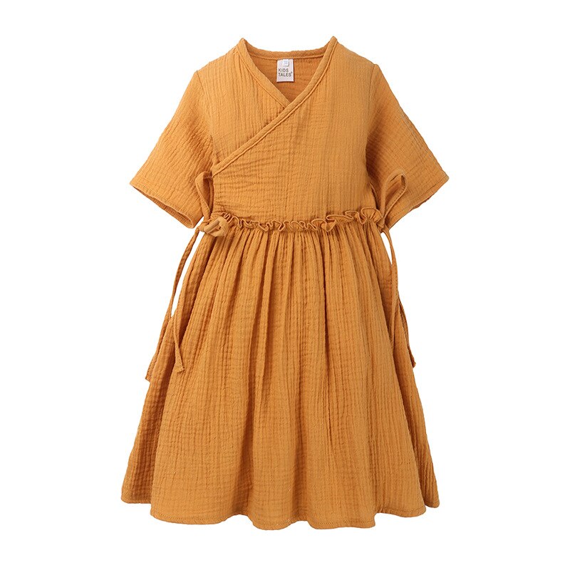 Vestidos de verano para niñas pequeñas, ropa de lino para Primavera, volantes, princesa: yellow / 4T