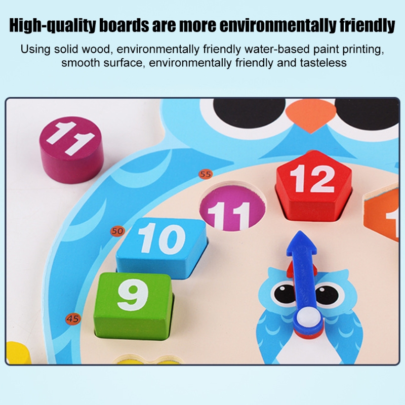 Early Education Clock Wooden Number Blocks Animal Shape Kindergarten Children Kid Develops Time and Early Math Skills H055