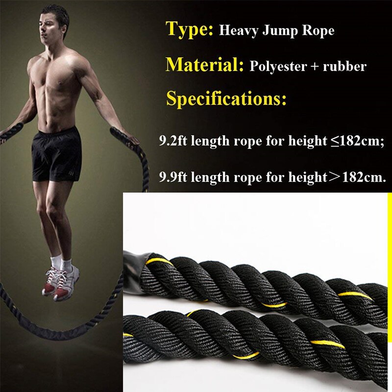 Cuerda pesada para saltar para entrenamiento físico de 25mm, cuerdas de batalla ponderadas para saltar y saltar, mejora la fuerza muscular de construcción, 2,8 m/3m