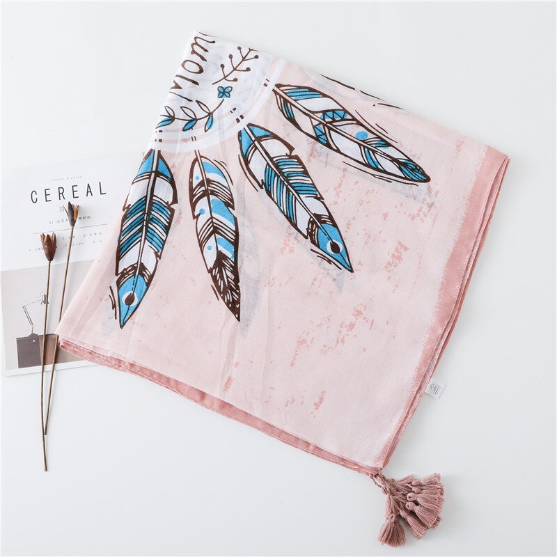 Luxe veren sjaal dames herfst lente lange bohemian etnische kwastjes hijab sjaal moslim hijab snood zachte wikkel