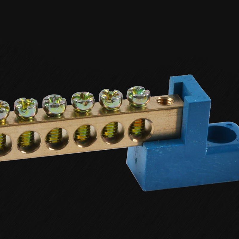 Terminal Block Blue Terminal Bus Bar 10 Positions Screw Brass Terminal Grounding Strip Bus Bar Block Pack Of 5