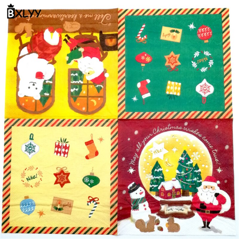 BXLYY Kerst Dubbeldekker Afdrukken Papieren Handdoek Kerst Decoratie Feestartikelen Home Decoratie Accessoires Baby Shower.7: b12pc