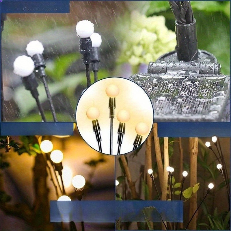 Solcelledrevne utendørslamper, ildfluelys, gårdsplasslys, stemningslys, hagedekorasjonslys, vanntette plenlys