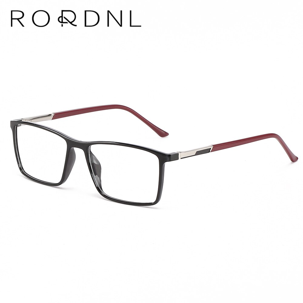 Montura de gafas graduadas para miopía para hombre, lentes ópticas de estilo de negocios, TR90, marco rectangular,: 0005 Black Red