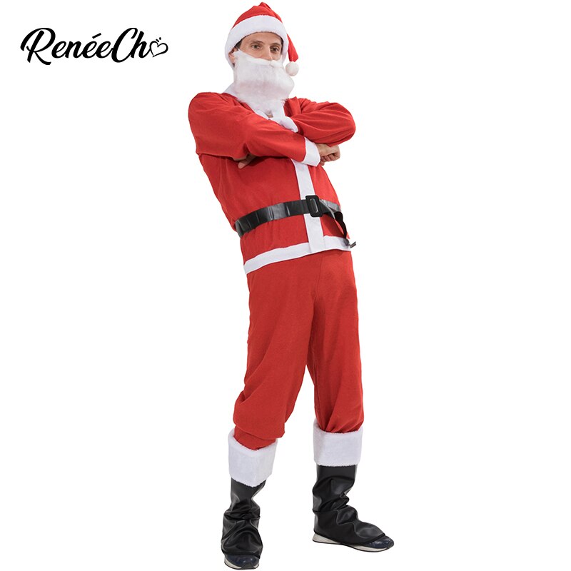 Costume père noël pour homme, Costume de noël grande taille pour le nouvel an, ensemble complet 5 pièces,