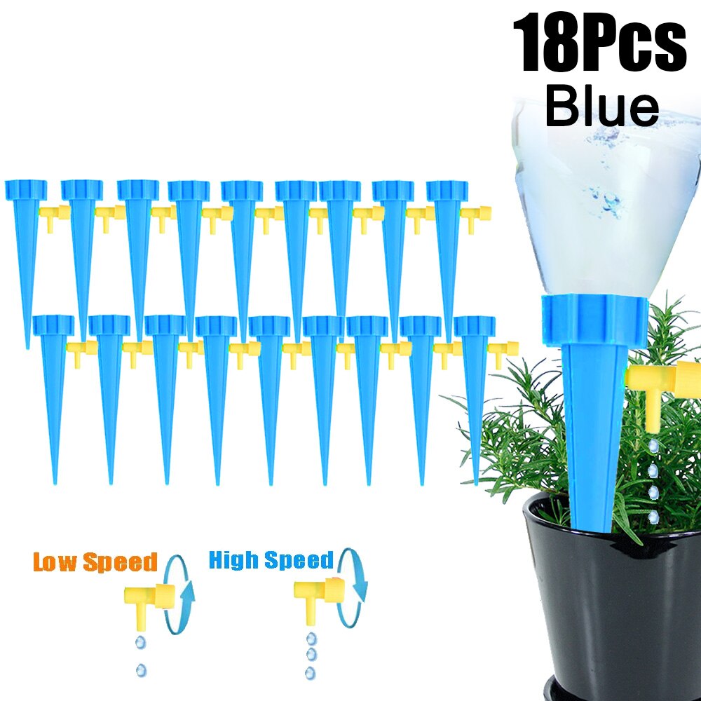 Herramienta de riego por goteo automático, Kit de sistema de riego de jardín de plantas y flores, ajustable, dispositivo de autorriego: 18PCS Blue