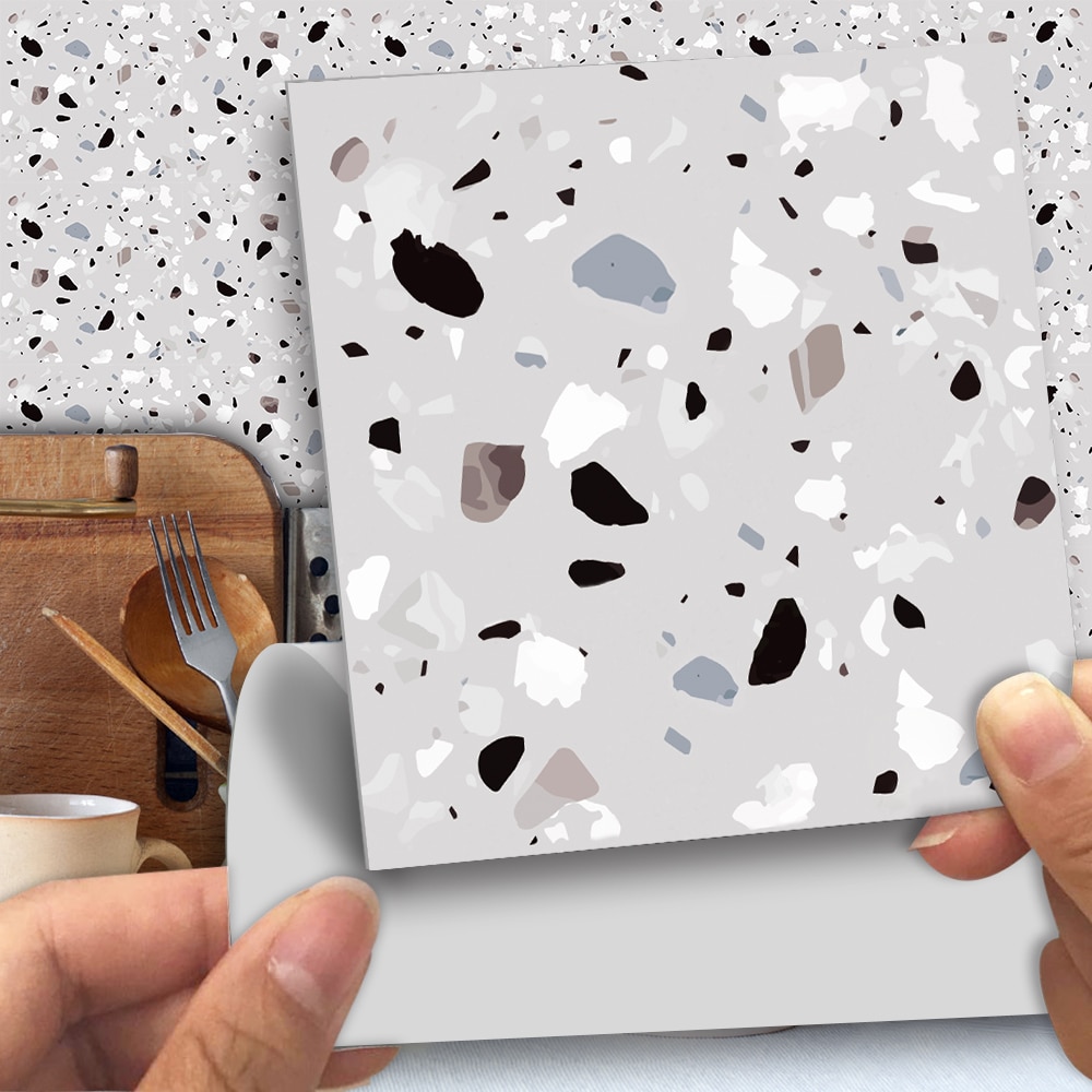 Funlife®Bruin Terrazzo Muur Sticker Verwijderbare Olie Proof Peel &amp; Stick Tegel Sticker Voor Badkamer Keuken Backsplash Muur Vloer