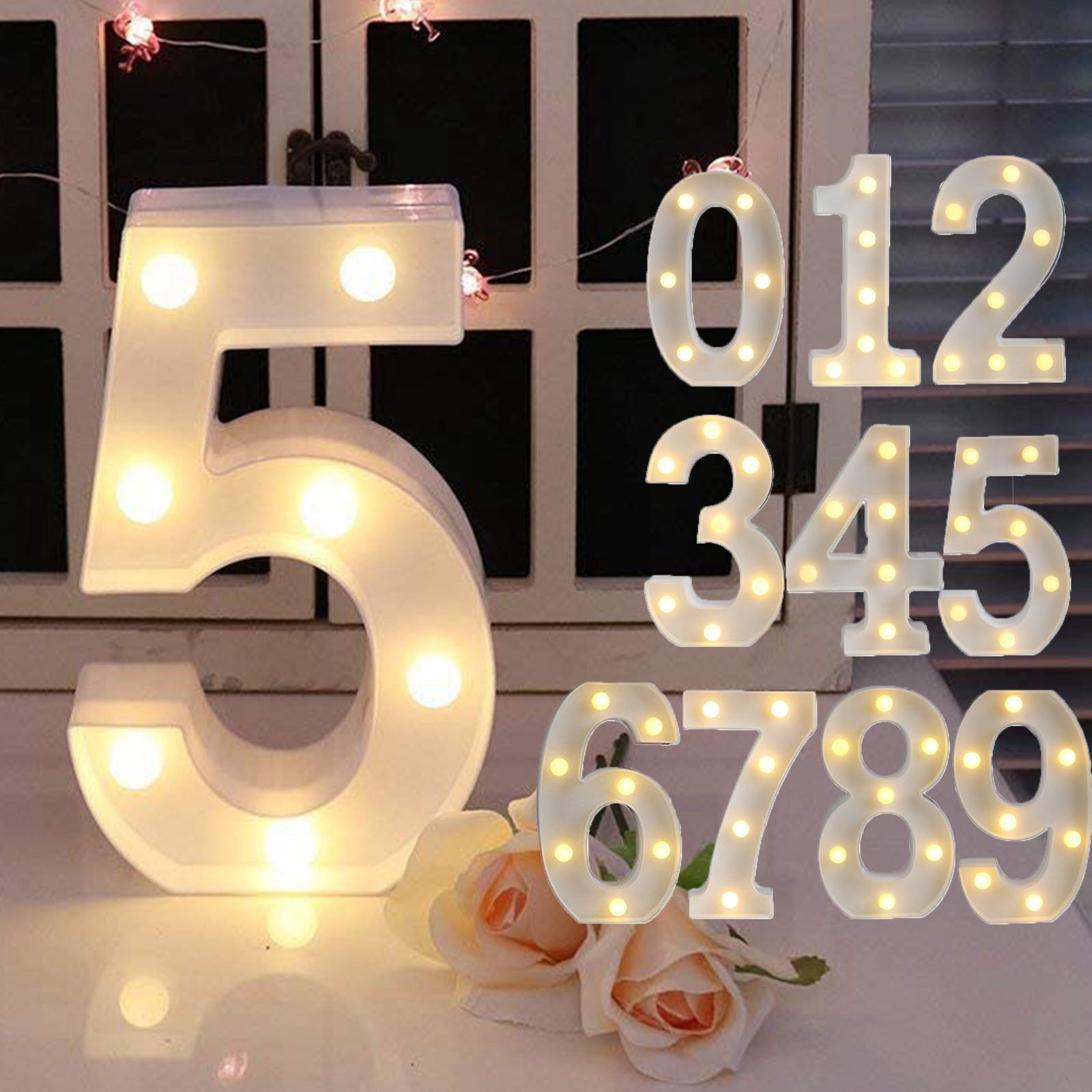 Number LED Night Lights Luminous Number Letter Lamp Light for Home Wedding Birthday Christmas Party Decoration Scene Props