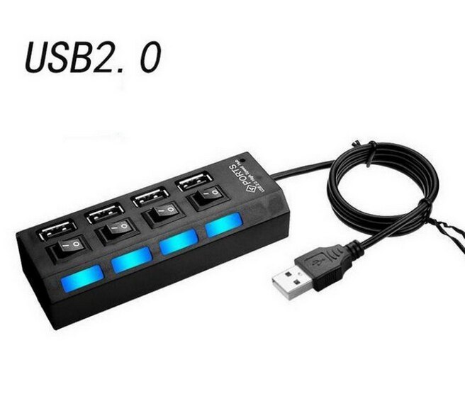 4 /7 Poorten Usb 2.0 Usb 3.0 Externe Uitbreiding Hub Met Schakelaar Met Onafhankelijke Schakelaar: 4ports USB2.0 Black