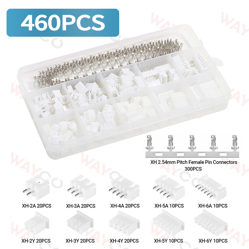 460/1550pcs JST SM Micro DuPont Wire Connector XH2.54 1/2/3/4/5/6P Kit Male/Female Housing Adapter Pin Header Crimp Terminal: 460PCS SN-2