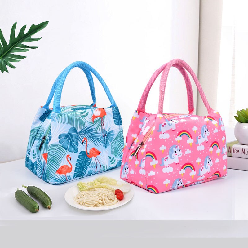 Cartoon Eenhoorn Flamingo Lunch Zakken Geïsoleerde Tote Cool Bag Kinderen Kids Voedsel Picknick Tassen School Lunchbox