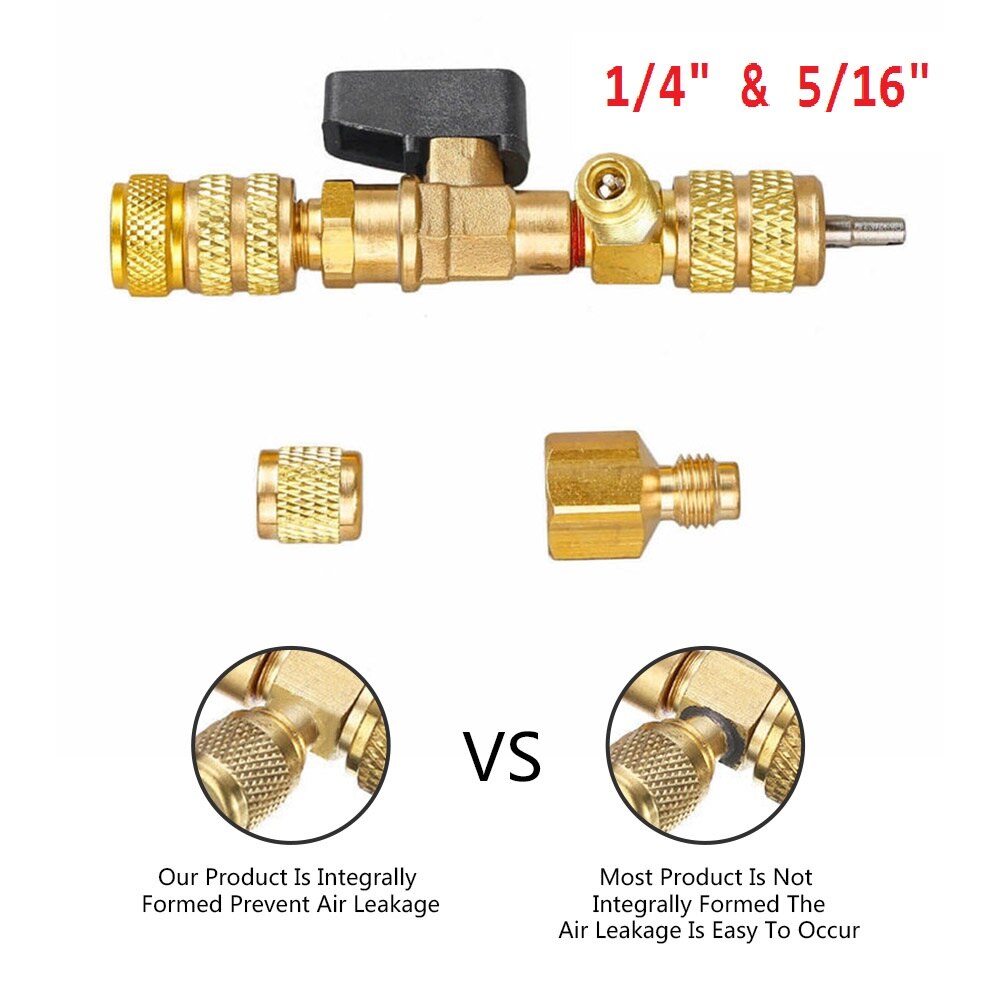 Hvac ventilkerne fjerner/installatør med dobbelt størrelse sae 5/16 "& 1/4 " port til  r22 r410a trykventil fjernelse installatør tilbehør
