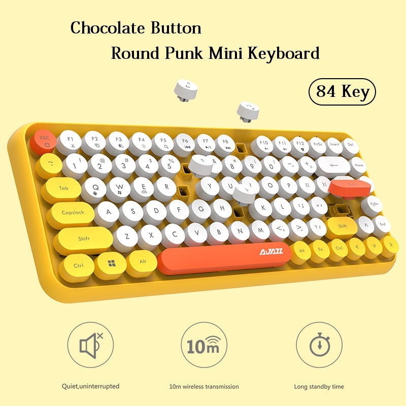 Bluetooth Keyboard for Tablets Mobile Mini Retro Round Keycaps Office Working Keyboard for Macbook iPhone iPad Tablet