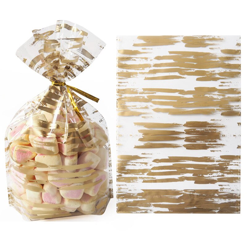 Sachet en plastique pour emballer des de mariage,emballage de couleur rose, fête de noël, biscuits, gâteaux, cookies, bonbons, motif amour, 50 pièces, 13x9cm: K