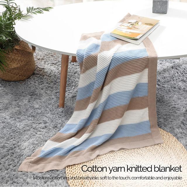 Manta para bebé Qomfortable y sábana de cama a rayas suaves, 70x90cm, 27,56in x 35,4 pulgadas, Kit de manta de algodón para cochecito de bebé recién nacido: Default Title