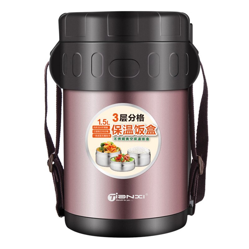 Tianxi Roestvrij Staal Voedsel Heater Japanse Lunchbox Keuken Voedsel Doos Draagbare Picknick Bento Box: Red 1.5L