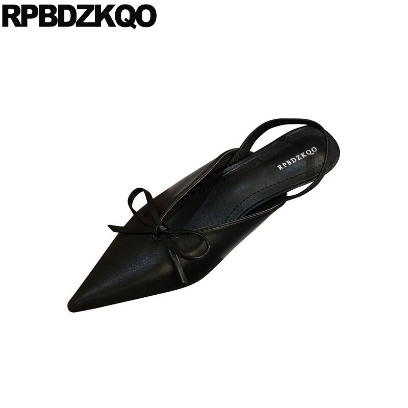 pointed toe beige casual cheap ladies mid heels shoes scarpin bow thin pumps black slingback korean stiletto medium