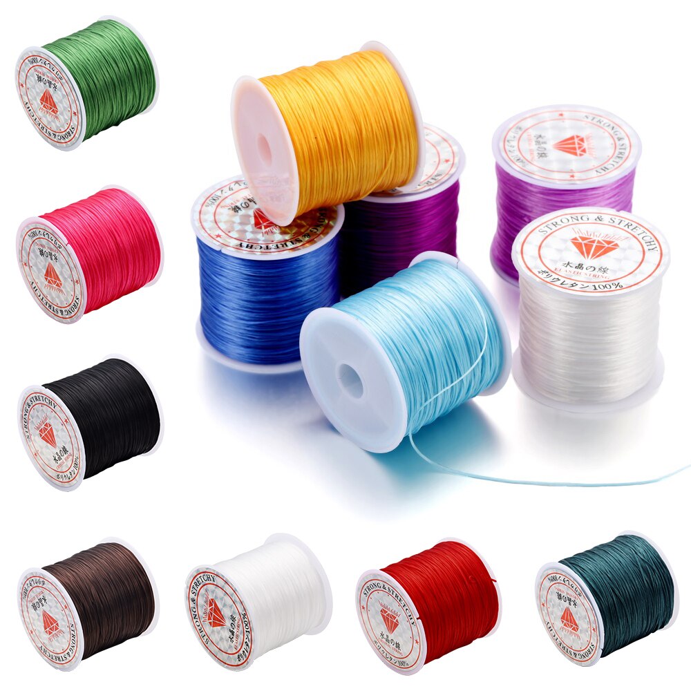 Hilo elástico redondo de 10/40M y 1mm, línea de cristal, cordón elástico de goma de nailon, cuerda elástica para hacer joyería DIY, pulsera de cuentas