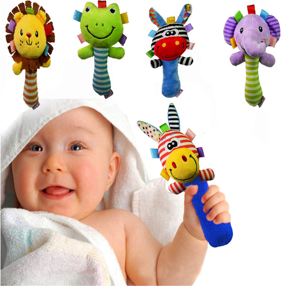 Soft Plush Baby Toy Animal Hand Bells Baby Rattle Toys Newborn Animal Style Hand Bell Rattle