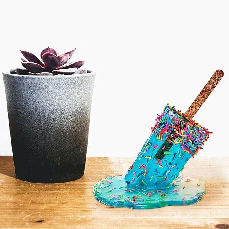 Is smältande istappar skulptur dekoration miniatyr harts hantverk popsicles glass tillbehör heminredning