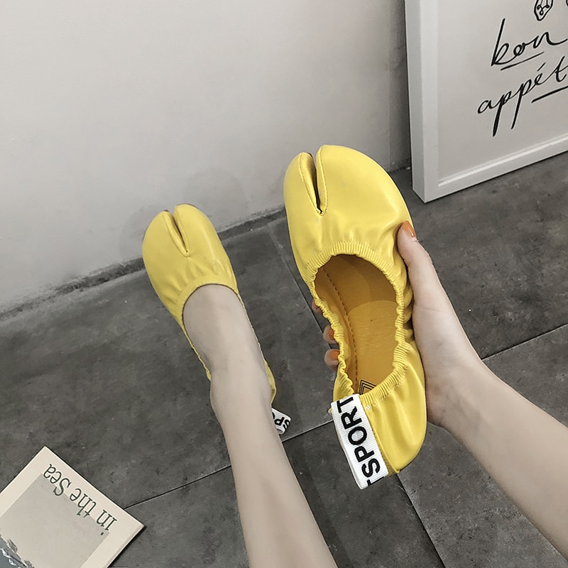 Clip toe tabi buty ninja stałe miękkie dno riband mieszkania gumką wygodne mokasyny kobieta marka koreański obuwie casual 2020 nowy