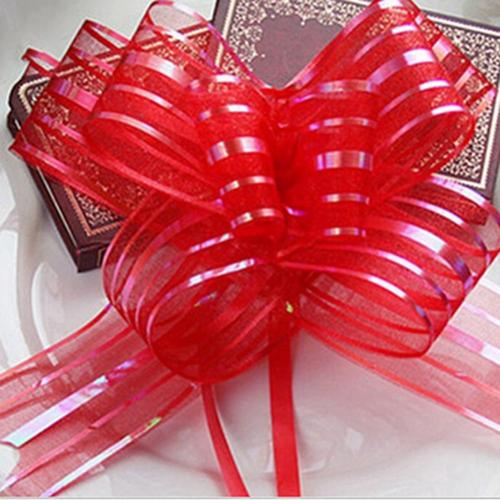 10Pcs Organza Ribbon Pull Bows Ribbons Flower Wrappers Wedding Party Car Decoration DIY Wedding Room Decoration Pull Flower: Purple