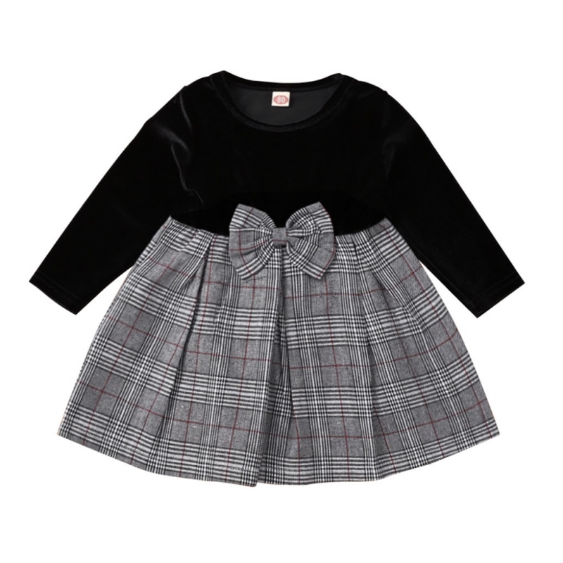 Spring Baby Clothes Sweet Dresses For Girls Baby Girl Black Long Sleeve Dresses Toddler Infant Princess Dress Clothing