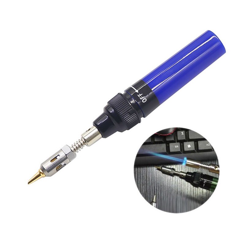 1300 Celsius Butaangas Lassen Soldeerbouten Welding Pen Brander Blow Torch Gas Soldeerbout Cordless Butaan Tip Gereedschap: blue