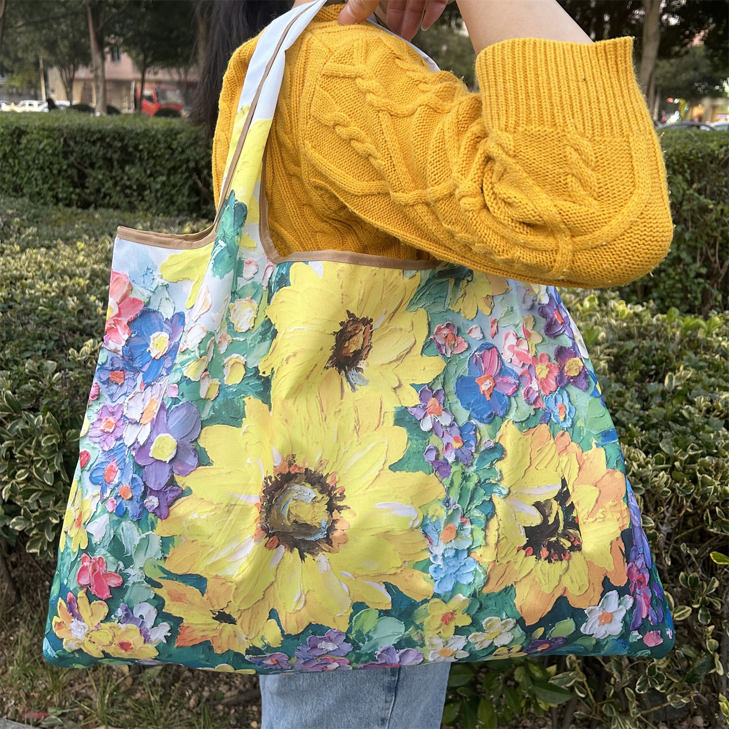 modetas Grote opvouwbare boodschappentas Herbruikbare boodschappenopbergtas Nylon draagbare schouderhandtas voor reiszak Tote
