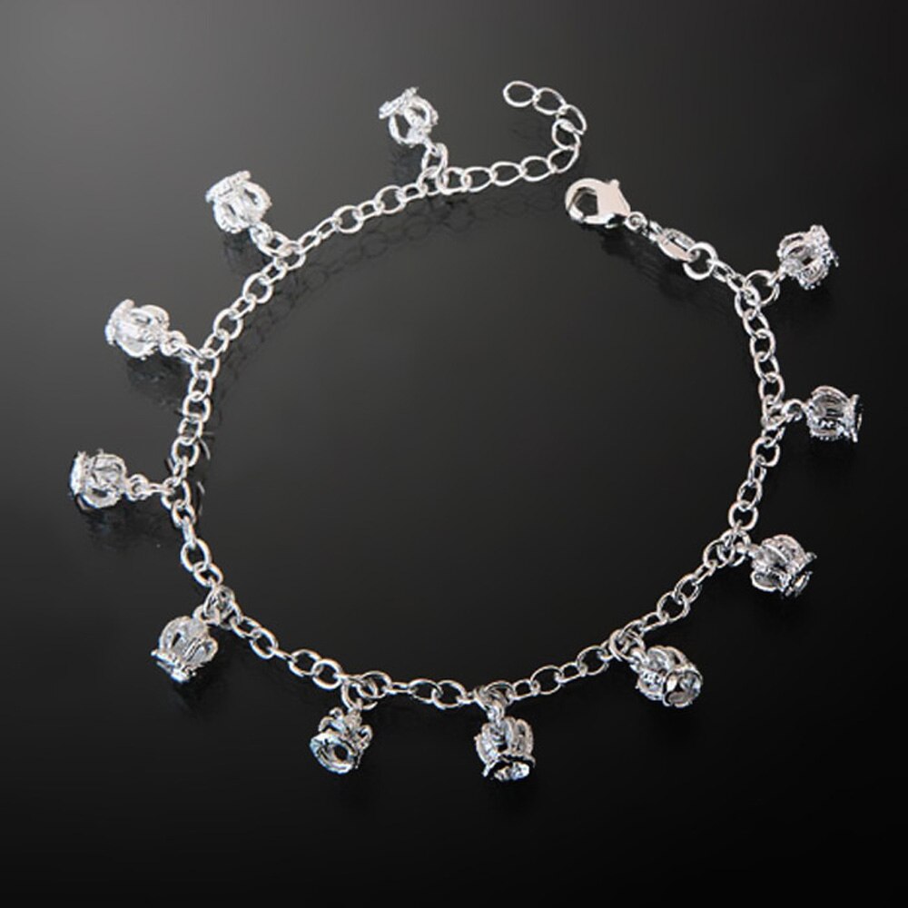 Zomer Mode Zilveren Sieraden 925 Sterling Zilveren Enkelbandje Charm Vrouwen Crown Enkel Zilveren Ketting Originele Zilveren Enkelbandje Sandalen