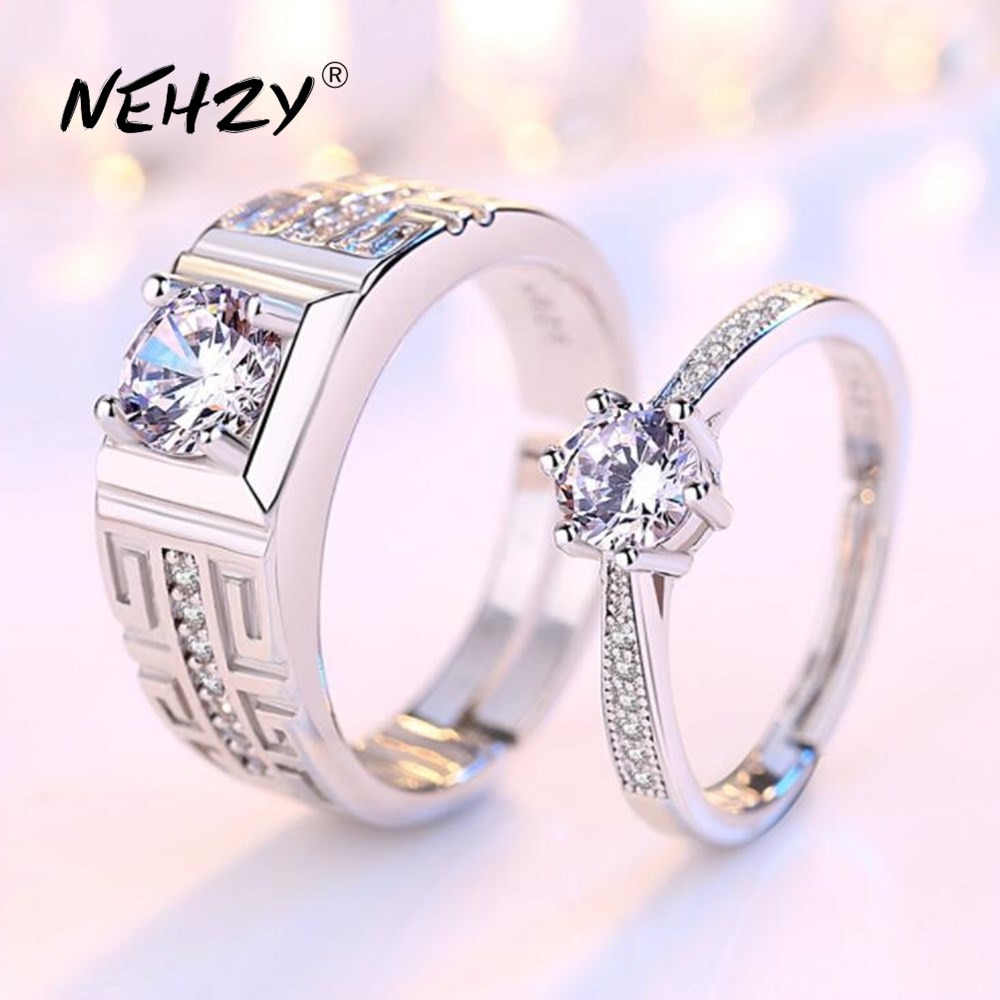 Nehzy S925 Stempel Zilveren Sieraden Mode Vrouw Man Opening Anniversary Wedding Engagement Paar Zirconia Ring