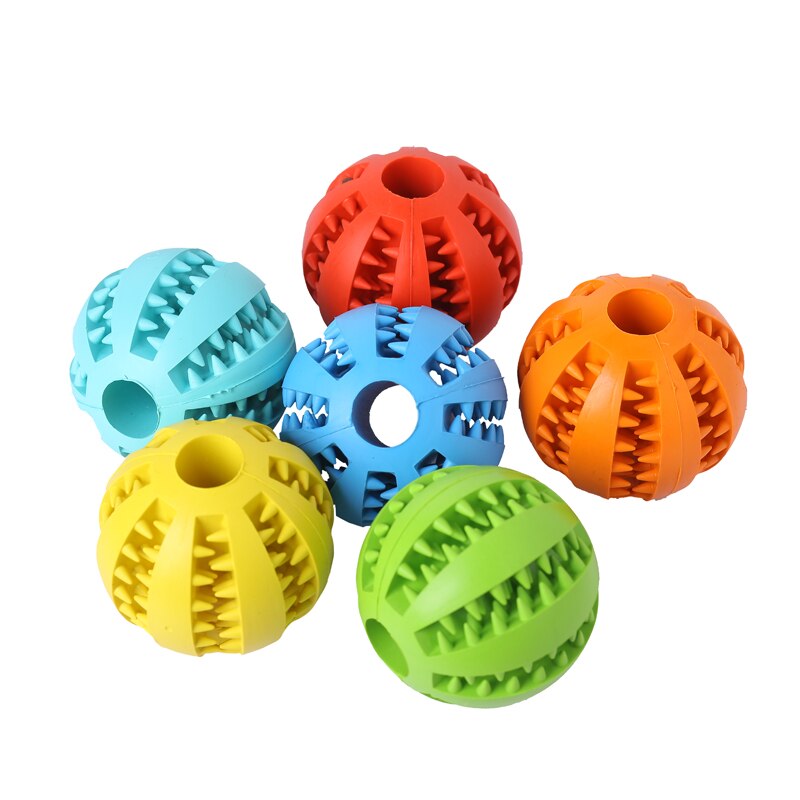 Dog Ball Toys for Pet Tooth Cleaning Chewing Playing IQ Treat Toy Ball Food Dispensing Toys of Non-Toxic Rubber Training Balls