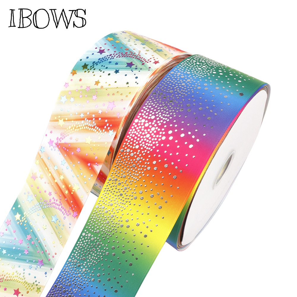 IBOWS 2 Meter 75mm Ripsband Punkte Folie Gedruckt Band Für Handwerk DIY Hairbows Zubehör Dekorative Handgemachte Materialien